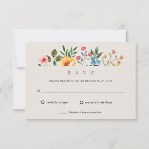 Tarjeta De Confirmación De Asistencia Jardín Botánico de Flores Silvestres Boda