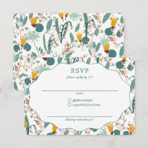 Tarjeta De Confirmación De Asistencia Jardín de Agua Floral Bridal Shower Personalizado