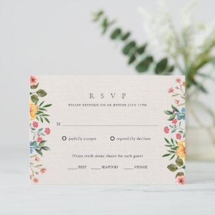 Tarjeta De Confirmación De Asistencia Jardín de flores silvestres boda floral