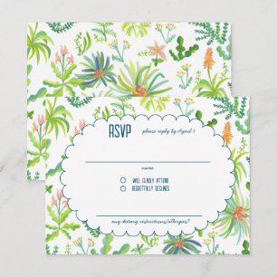 Tarjeta De Confirmación De Asistencia Jardín de Jungla Acuarela Personalizada LLUVIA DE 