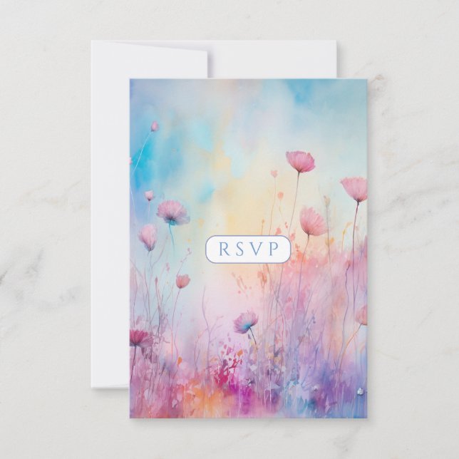 Tarjeta De Confirmación De Asistencia Jardín de primavera Sweet Sixteen azul rosa lavand (Anverso)