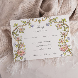 Tarjeta De Confirmación De Asistencia Jardín de vintage | Comida de Boda de lujo colorid