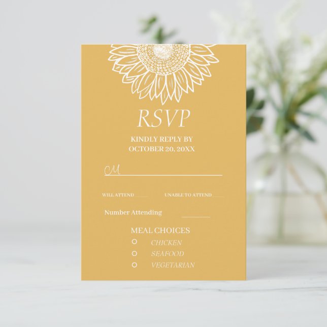 Tarjeta De Confirmación De Asistencia Jardín Floral Moderno Girasol (Anverso de pie)