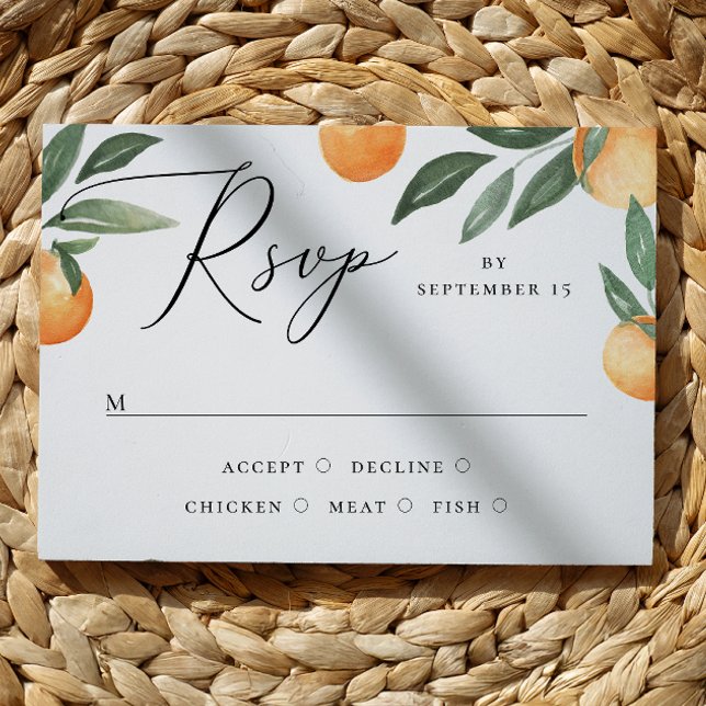 Tarjeta De Confirmación De Asistencia Jardín naranja acuático. Boda floral de Citrus (Subido por el creador)
