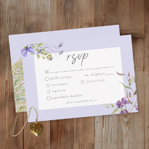 Tarjeta De Confirmación De Asistencia Jardín Romántico de Bodas de Flor Silvestre de Lav