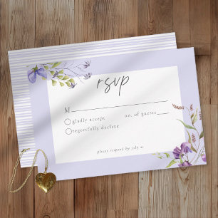 Tarjeta De Confirmación De Asistencia Jardín Romántico de Bodas de Flor Silvestre de Lav