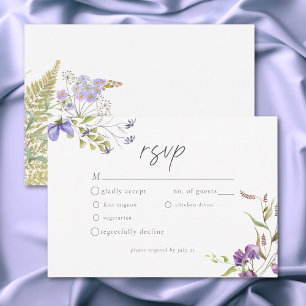 Tarjeta De Confirmación De Asistencia Jardín Romántico de Flores Silvestres de Lavanda B