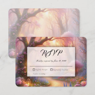 Tarjeta De Confirmación De Asistencia Jardín romántico pastel camino linterna boda