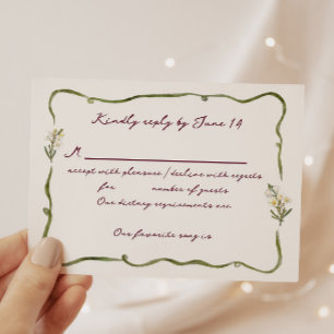 Tarjeta De Confirmación De Asistencia Jardín Romántico Toscano Boda Floral Caprichosa