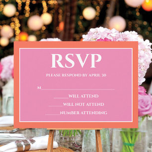 Tarjeta De Confirmación De Asistencia Jardín Sunrise Naranja Rosa Watercolor Wedding RSV