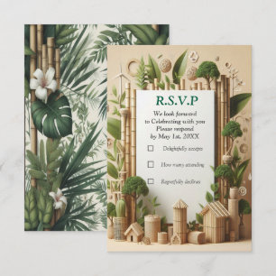 Tarjeta De Confirmación De Asistencia Jardines y edificios ecológicos en armonía