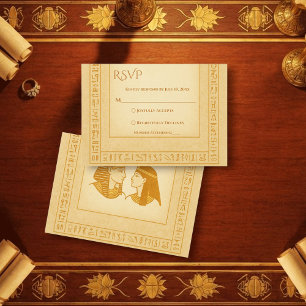 Tarjeta De Confirmación De Asistencia Jeroglíficos Antiguos Rey & Reina Boda Egipcia