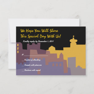 Tarjeta De Confirmación De Asistencia Jerusalem Holy City Bar Bat Mitzvah tarjeta de res