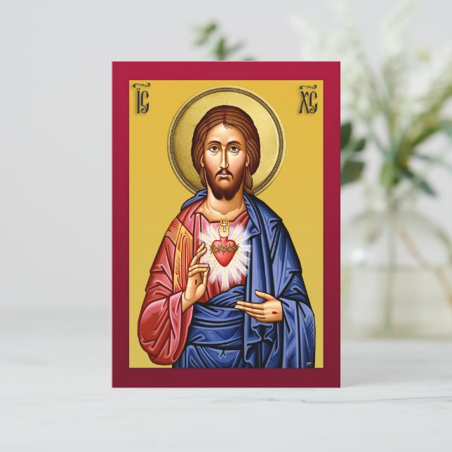 Tarjeta De Confirmación De Asistencia Jesucristo hijo de Dios nuevo rojo (Anverso de pie)