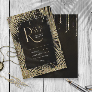 Tarjeta De Confirmación De Asistencia Jewel Palm Leaf Boda Gold ID830
