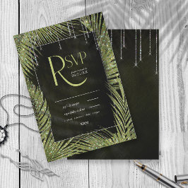 Tarjeta De Confirmación De Asistencia Jewel Palm Leaf Boda Green ID830