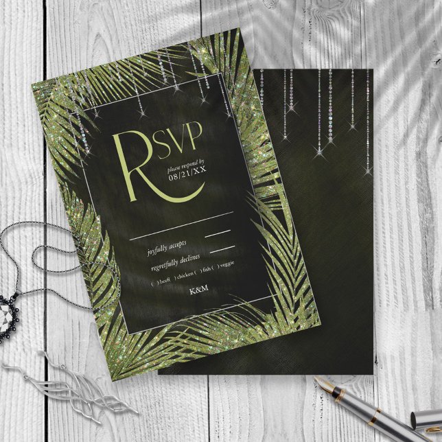 Tarjeta De Confirmación De Asistencia Jewel Palm Leaf Boda Green ID830 (Subido por el creador)