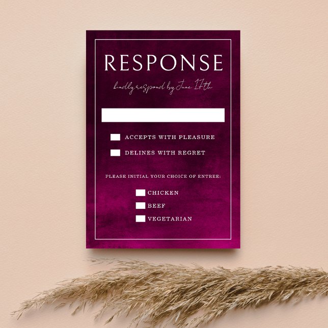 Tarjeta De Confirmación De Asistencia Jewel Tone Romance | Granate | Boda (Subido por el creador)