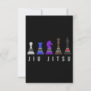 Tarjeta De Confirmación De Asistencia jiu jitsu entrenando ajedrez, regalo bjj con texto