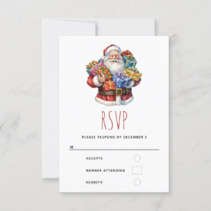 Tarjeta De Confirmación De Asistencia Jolly Santa Claus en traje rojo tradicional