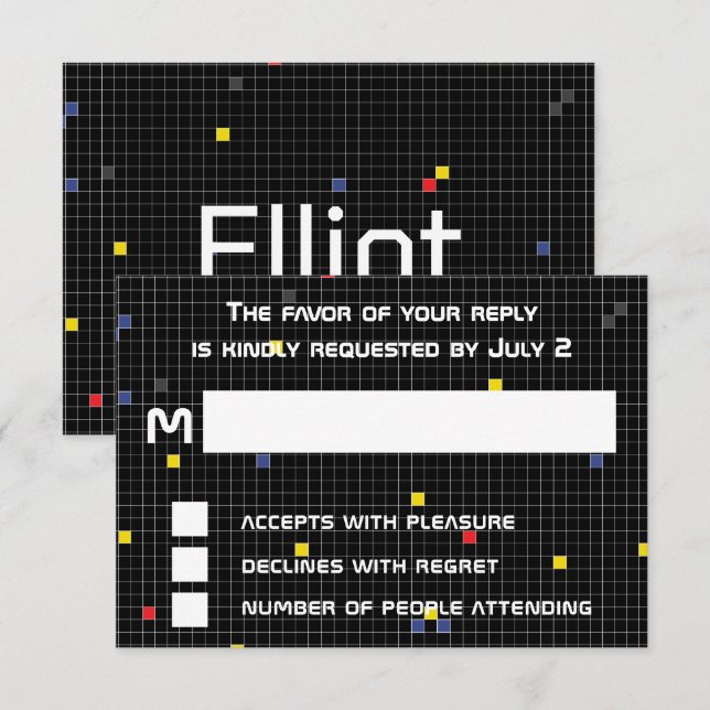 Tarjeta De Confirmación De Asistencia Juego de Bar Bat Mitzvah On (Anverso / Reverso)