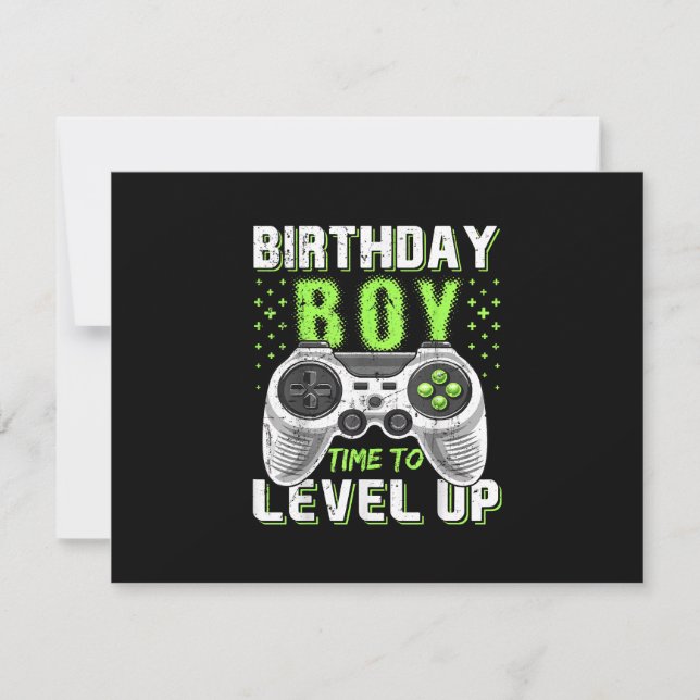 Tarjeta De Confirmación De Asistencia Juego de video Level Up Birday Boy (Anverso)