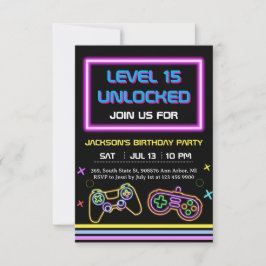 Tarjeta De Confirmación De Asistencia Jugador de videojuegos chico jugador de juegos