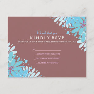 Tarjeta De Confirmación De Asistencia KINDA BLUE FLOWERS Bat Mitzvah Tarjeta De Respuest