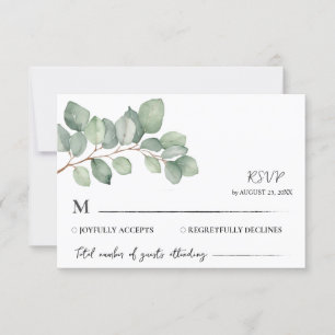 Tarjeta De Confirmación De Asistencia La acuarela Eucalyptus deja al Boda de la vegetaci