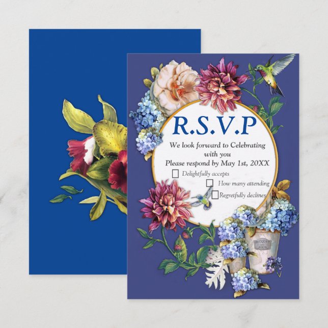 Tarjeta De Confirmación De Asistencia La acuarela floral de la era victoriana (Anverso / Reverso)