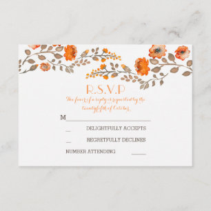 Tarjeta De Confirmación De Asistencia la caída florece la acuarela pintada casar las