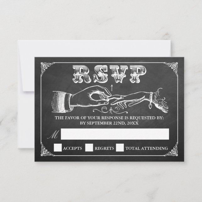 Tarjeta De Confirmación De Asistencia La colección de Bodas de Chalkboard Marriage (Anverso)