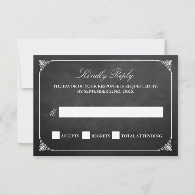 Tarjeta De Confirmación De Asistencia La colección de Bodas de Chalkboard Marriage (Anverso)