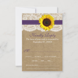 Tarjeta De Confirmación De Asistencia La colección de Bodas de girasol Kraft rústico