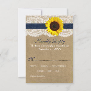 Tarjeta De Confirmación De Asistencia La colección de Bodas de girasol Kraft rústico