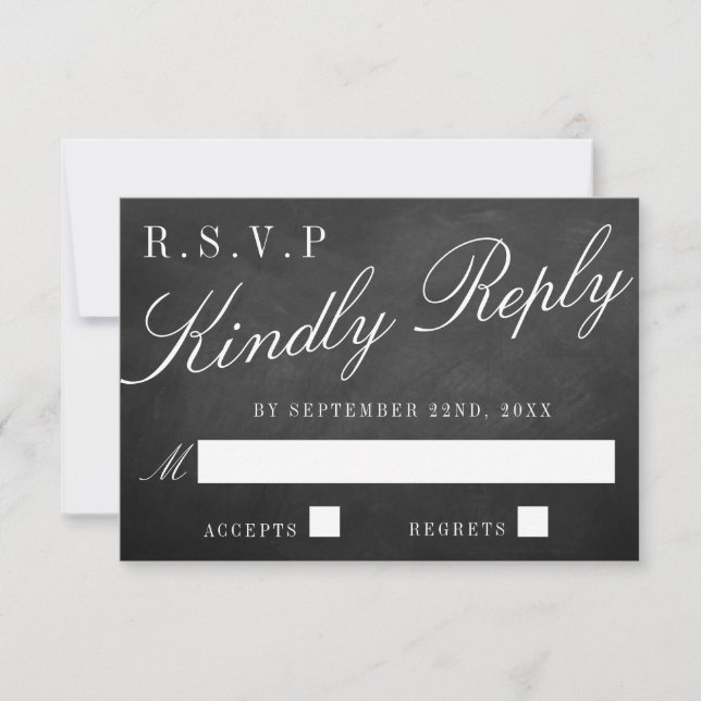 Tarjeta De Confirmación De Asistencia La colección de Bodas Fancy Chalkboard (Anverso)