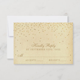 Tarjeta De Confirmación De Asistencia La colección de Bodas Glam Gold Confetti