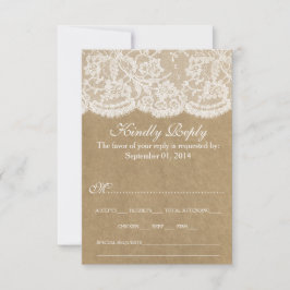 Tarjeta De Confirmación De Asistencia La colección de Bodas Kraft & Lace