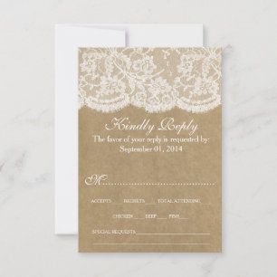Tarjeta De Confirmación De Asistencia La colección de Bodas Kraft & Lace