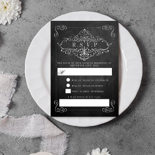 Tarjeta De Confirmación De Asistencia La colección de Bodas Ornate Chalkboard