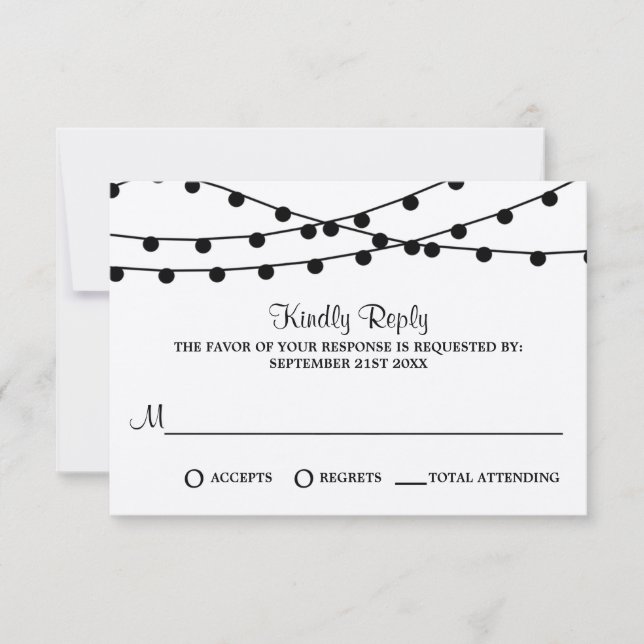 Tarjeta De Confirmación De Asistencia La colección de Bodas Rustic Kraft Lights (Anverso)