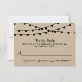 Tarjeta De Confirmación De Asistencia La colección de Bodas Rustic Kraft Lights
