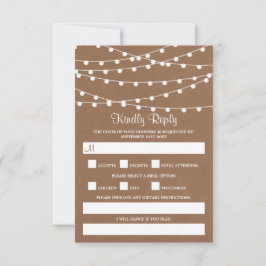 Tarjeta De Confirmación De Asistencia La colección de Bodas Rustic Kraft Lights