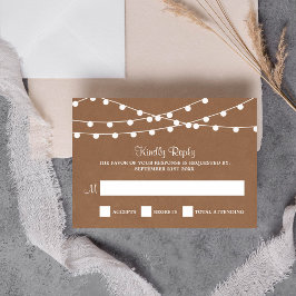 Tarjeta De Confirmación De Asistencia La colección de Bodas Rustic Kraft Lights