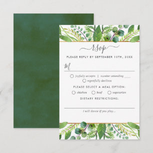 Tarjeta De Confirmación De Asistencia La colección de Bodas verdes y dorados