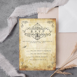 Tarjeta De Confirmación De Asistencia La colección Ornate Flourish Vintage Wedding