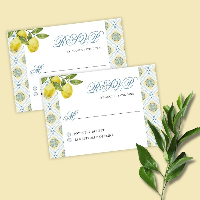 Tarjeta De Confirmación De Asistencia La Dolce Vita Lemon Boda temática (Subido por el creador)