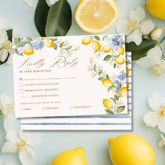 Tarjeta De Confirmación De Asistencia La Dolce Vita Lemon Citrus Mediterranean Wedding