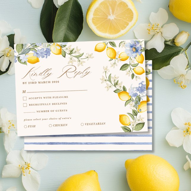 Tarjeta De Confirmación De Asistencia La Dolce Vita Lemon Citrus Mediterranean Wedding (Subido por el creador)