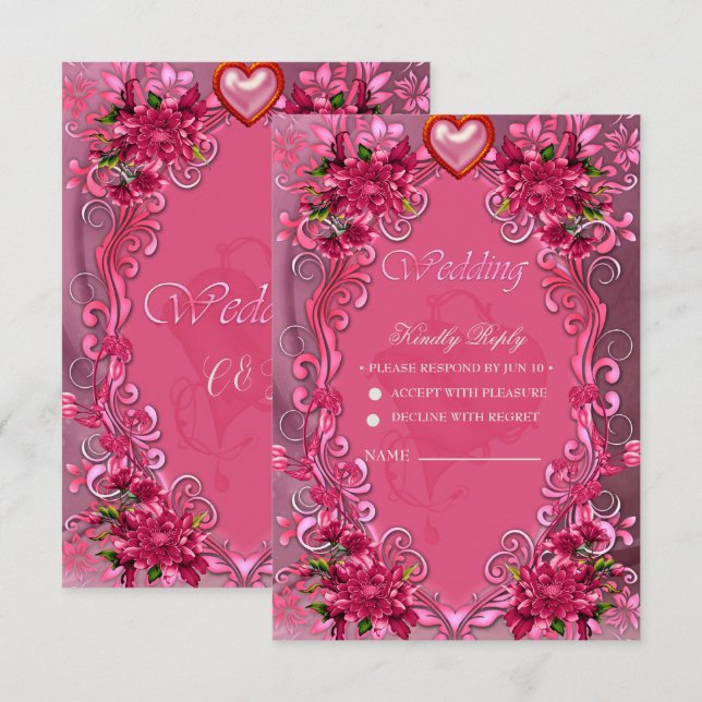 Tarjeta De Confirmación De Asistencia La elegancia de las flores rosas (Anverso / Reverso)